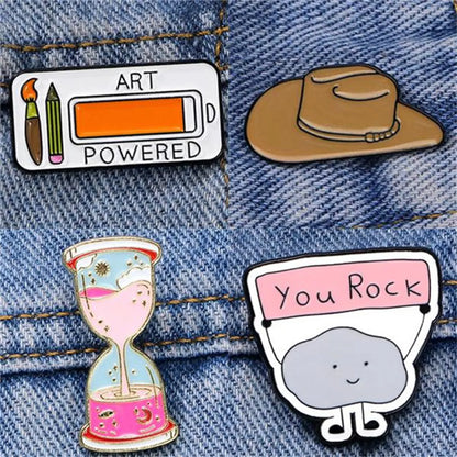 Punk Modern Style Streetwear Hat Gesture Mushroom Alloy Stamping Stoving Varnish Plating Unisex Brooches Collar Pin