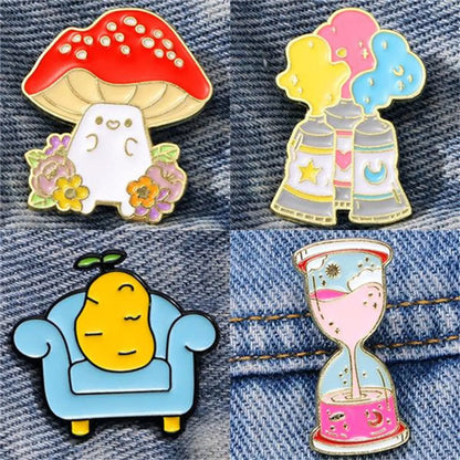 Punk Modern Style Streetwear Hat Gesture Mushroom Alloy Stamping Stoving Varnish Plating Unisex Brooches Collar Pin