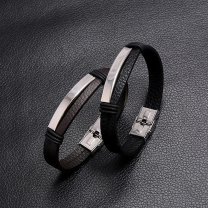 Fashion Geometric Pu Leather No Inlaid Unisex Bracelets