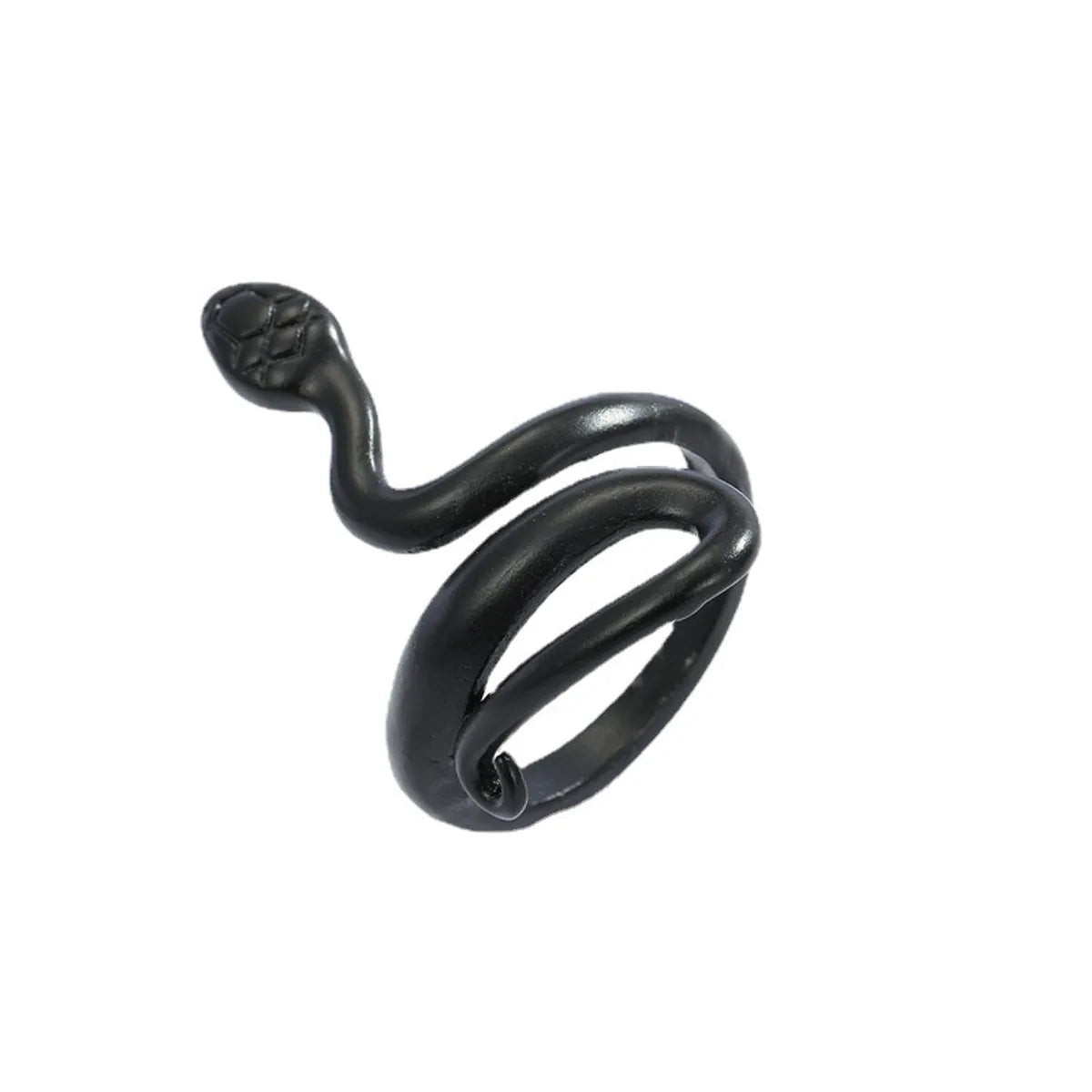 Punk Personality Black Frosted Snake Ring Opening Adjustable Curved Snake Animal Ring Cross-Border Jewelry