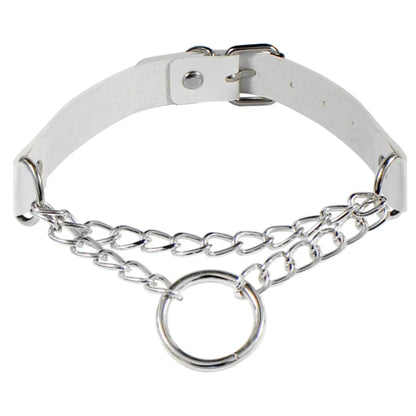 Punk Round Pu Leather Alloy Plating Chain Women's Choker