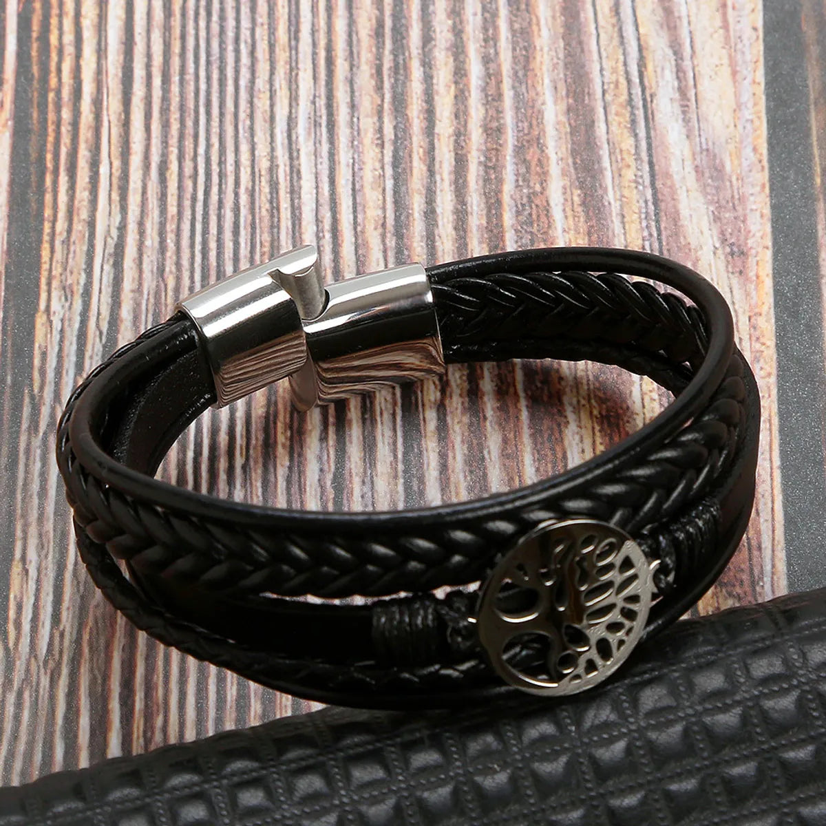 Punk Round Stainless Steel Titanium Steel Braid Men'S Bangle