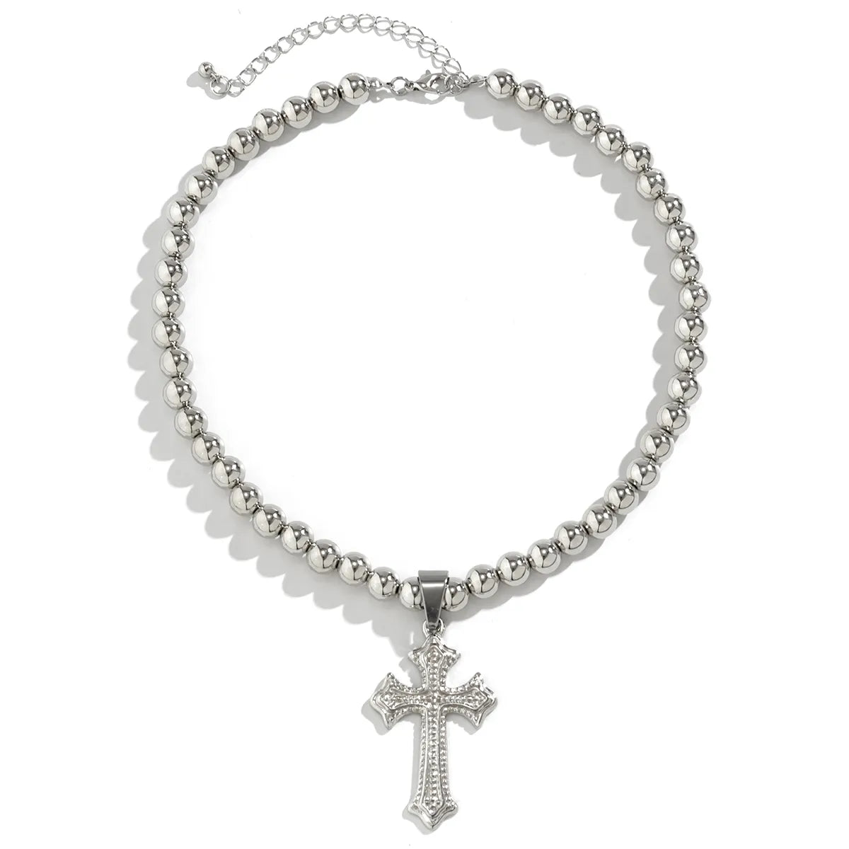 Punk Simple Style Cool Style Cross Ccb Alloy Beaded Women's Pendant Necklace