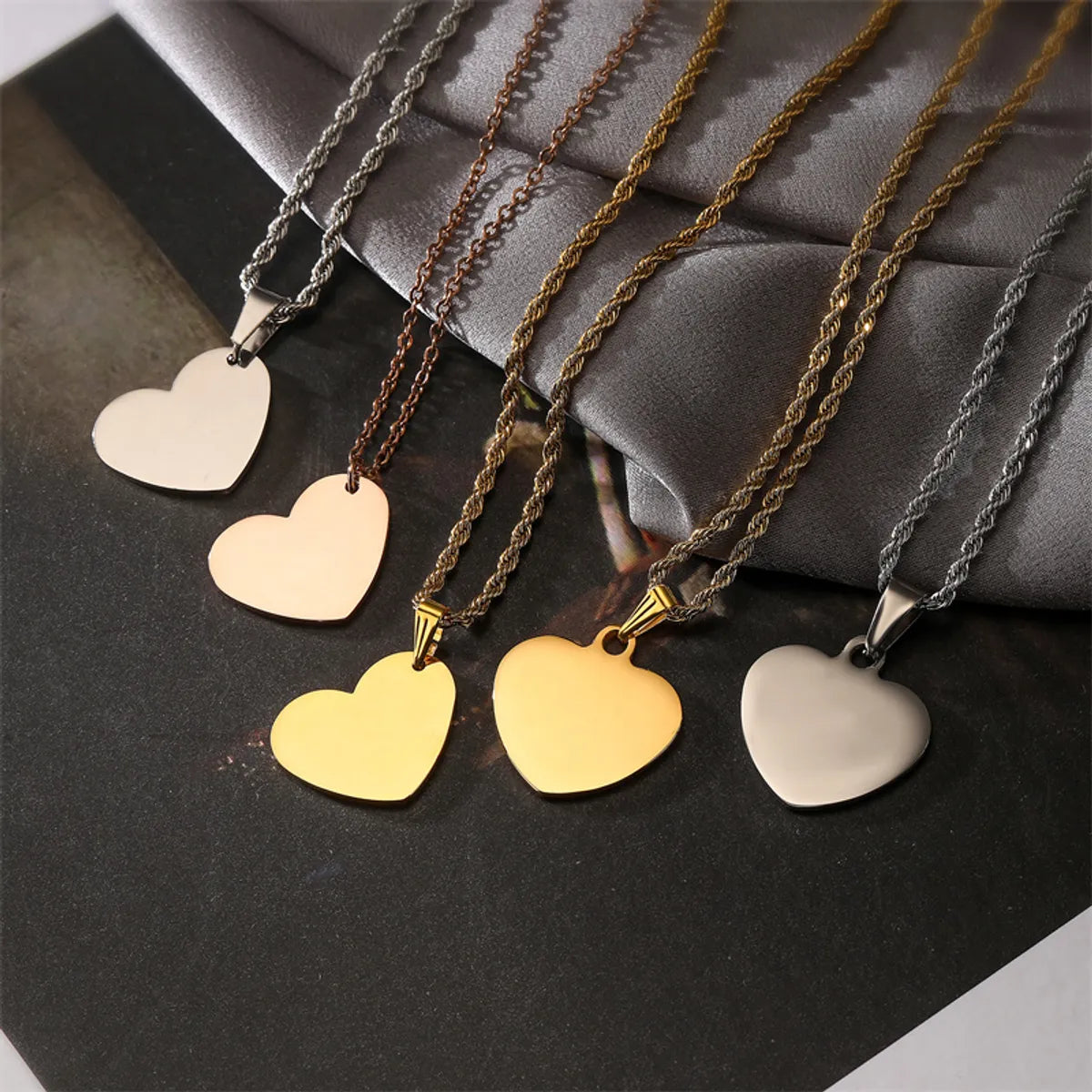 Punk Simple Style Heart Shape Stainless Steel Plating Inlay Pendant Necklace