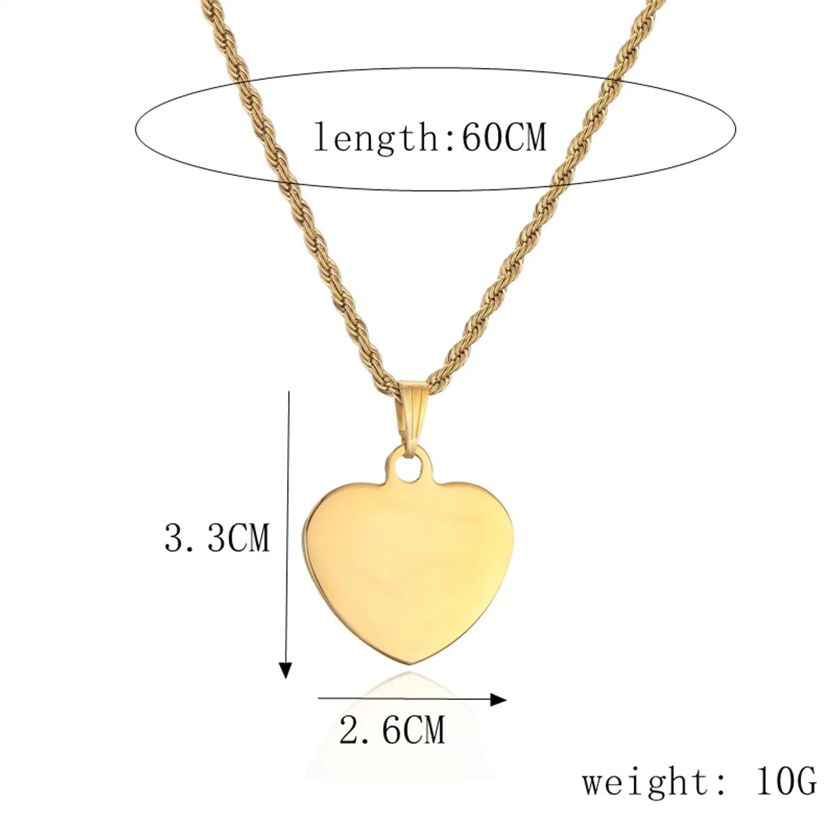 Punk Simple Style Heart Shape Stainless Steel Plating Inlay Pendant Necklace