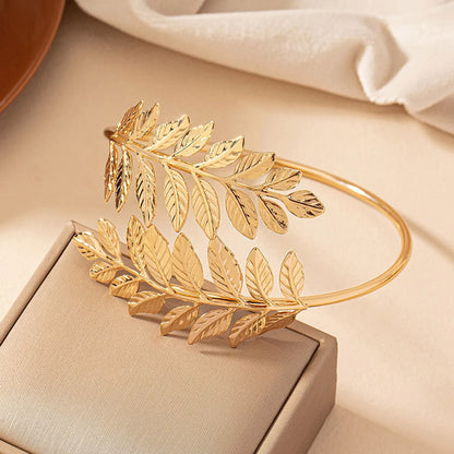 Punk Simple Style Leaves Alloy Plating Women'S Arm Bracelet