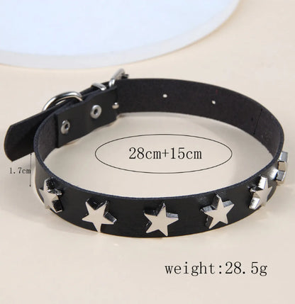 Punk Simple Style Pentagram Pu Leather Ferroalloy Women's Choker