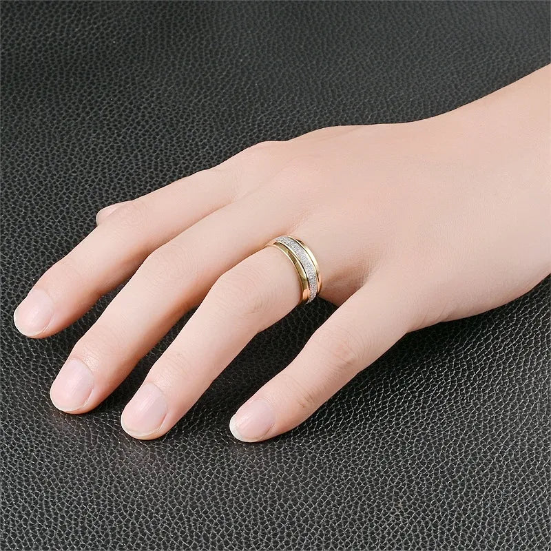 Wholesale Jewelry Punk Simple Style Round Titanium Steel 18K Gold Plated Rings