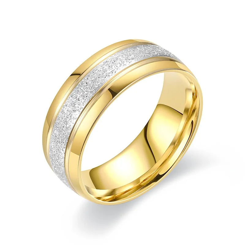 Wholesale Jewelry Punk Simple Style Round Titanium Steel 18K Gold Plated Rings