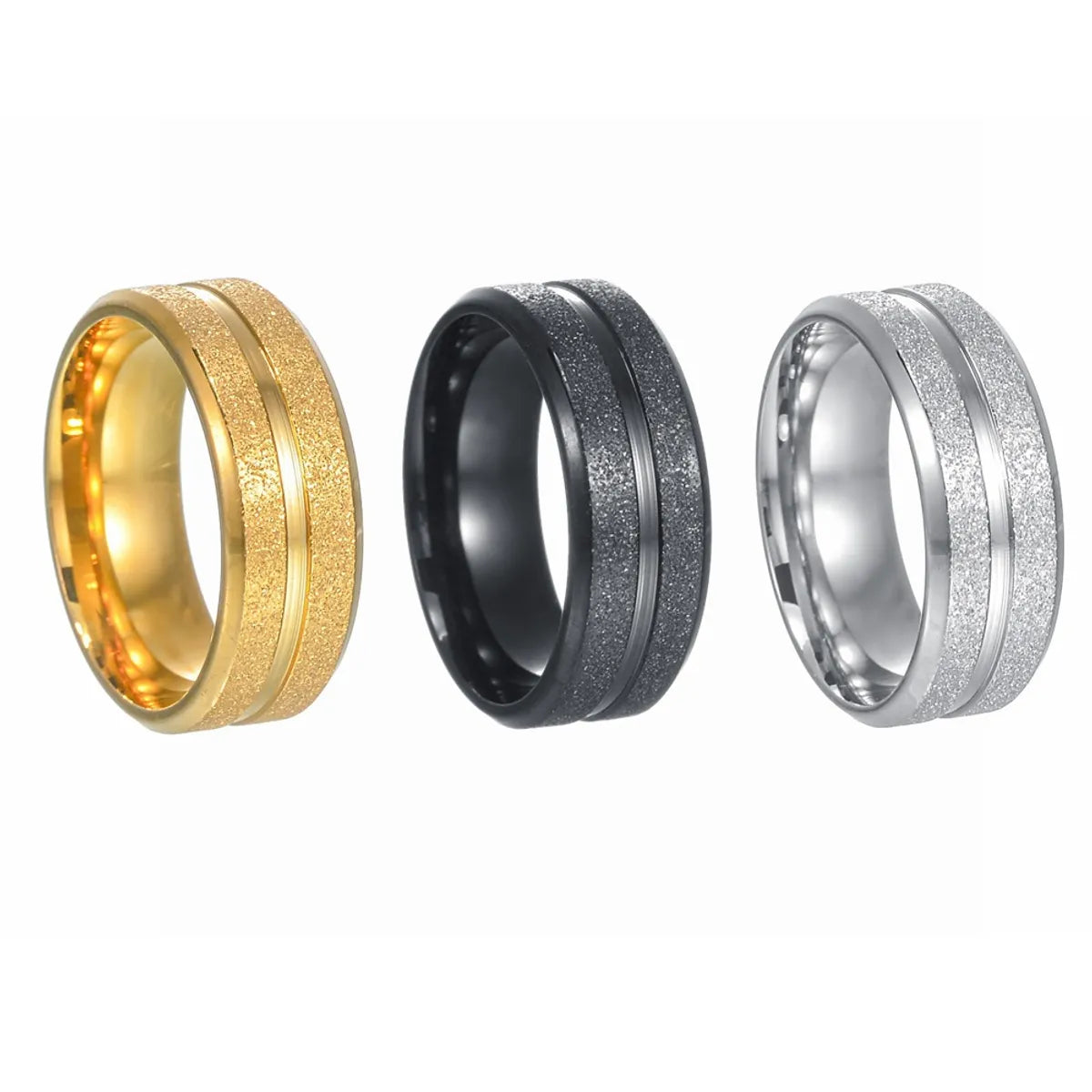 Punk Simple Style Solid Color 201 Stainless Steel Plating Gold Plated Men'S Rings