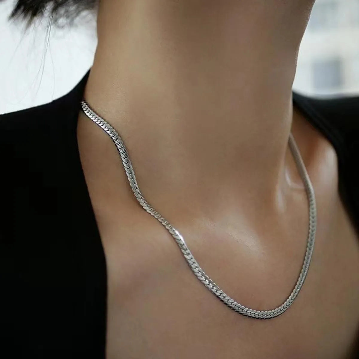 Punk Simple Style Solid Color Titanium Steel Plating Necklace