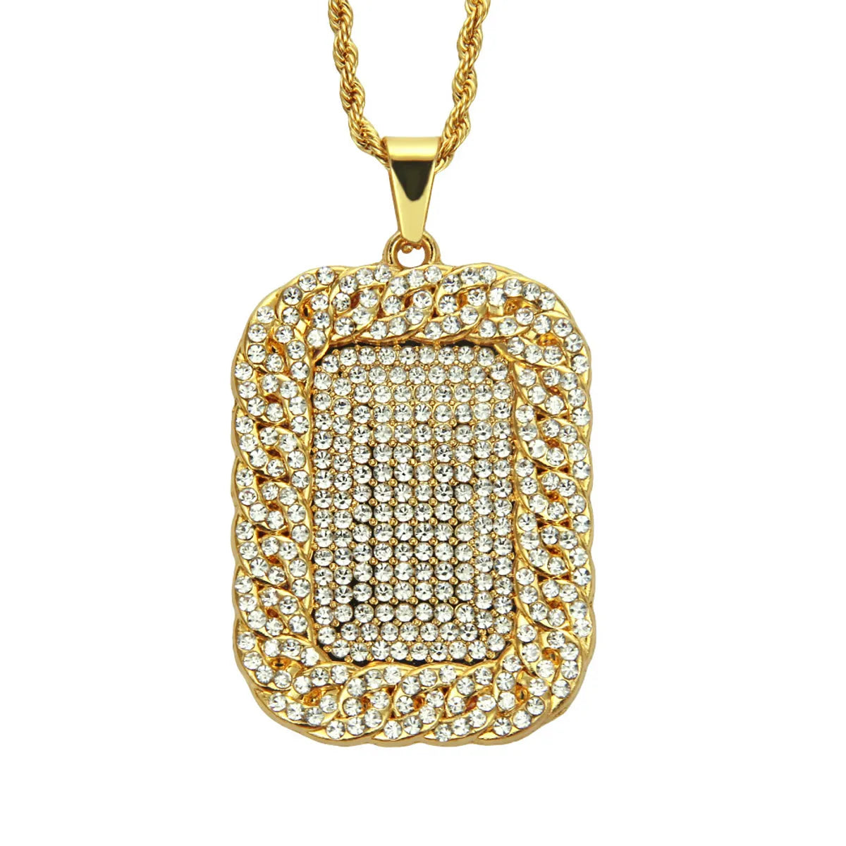 Punk Simple Style Square Alloy Inlay Zircon Men'S Pendant Necklace