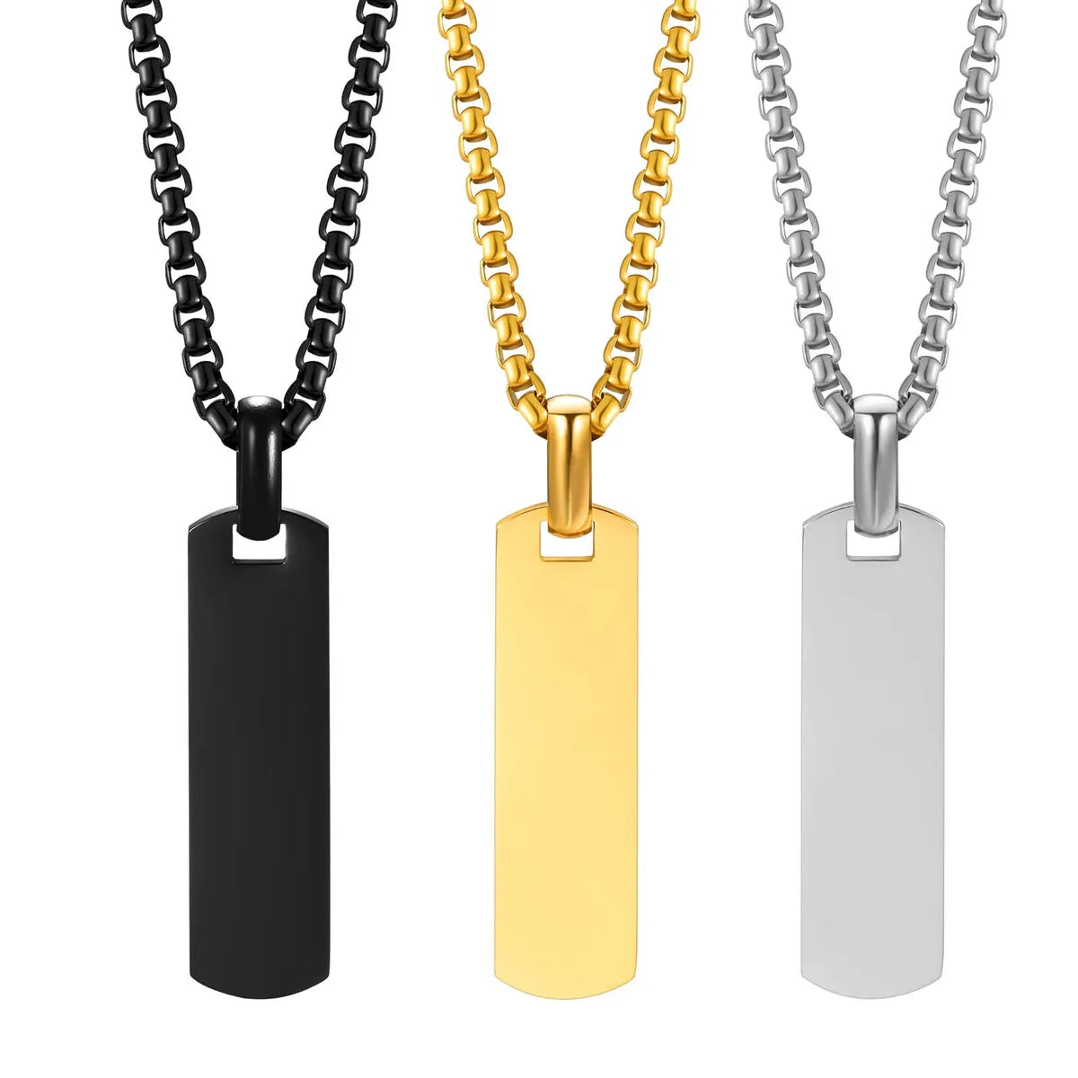 Punk Simple Style Square Stainless Steel Polishing 18k Gold Plated Pendant Necklace