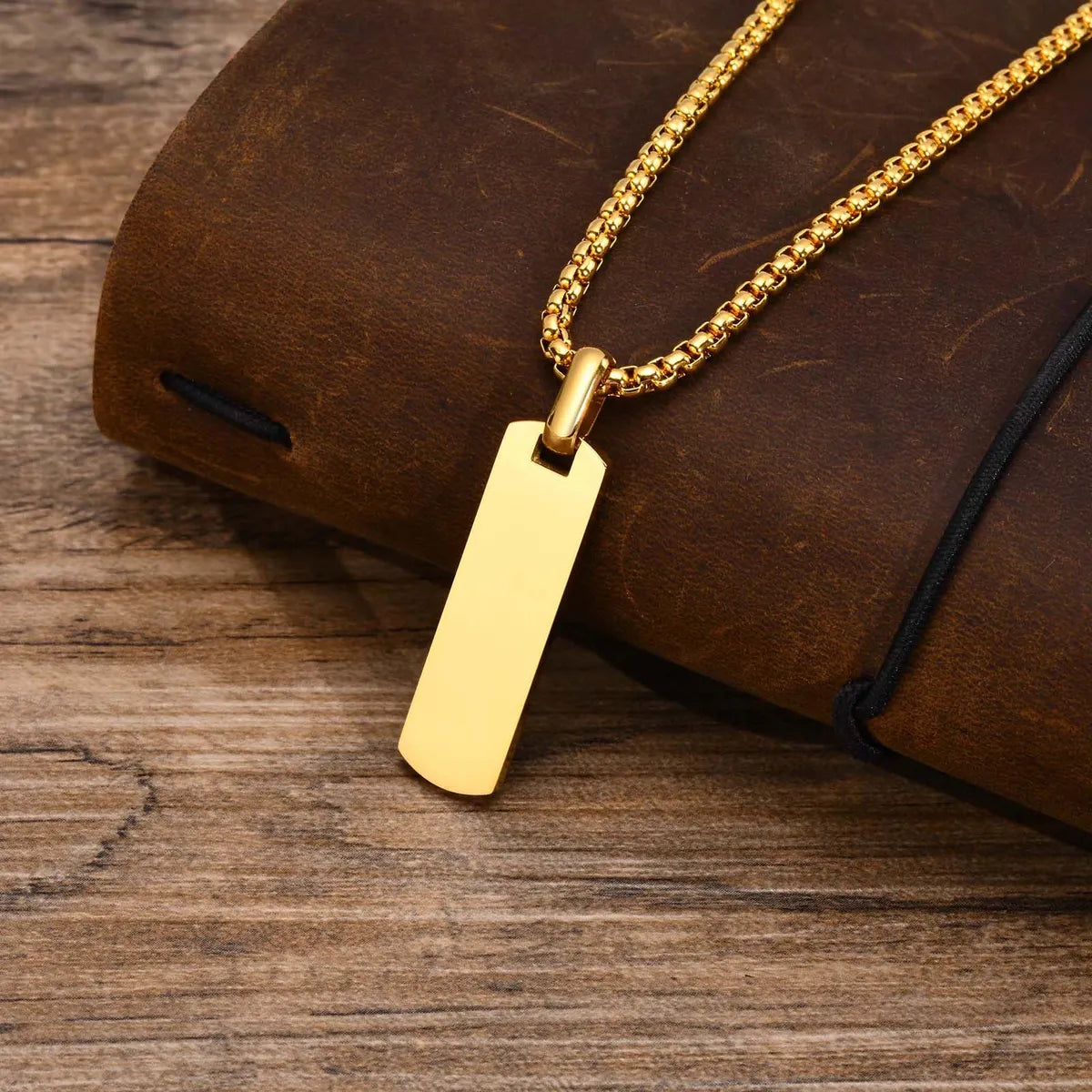 Punk Simple Style Square Stainless Steel Polishing 18k Gold Plated Pendant Necklace