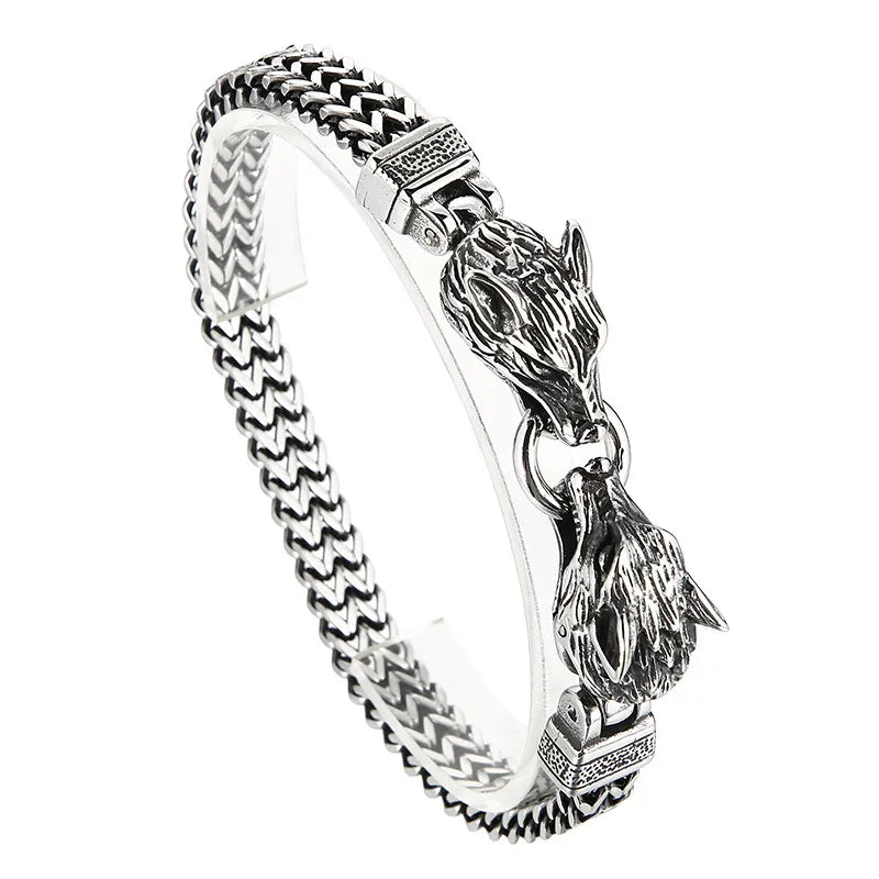 Punk Simple Style Wolf Stainless Steel Men'S Bracelets