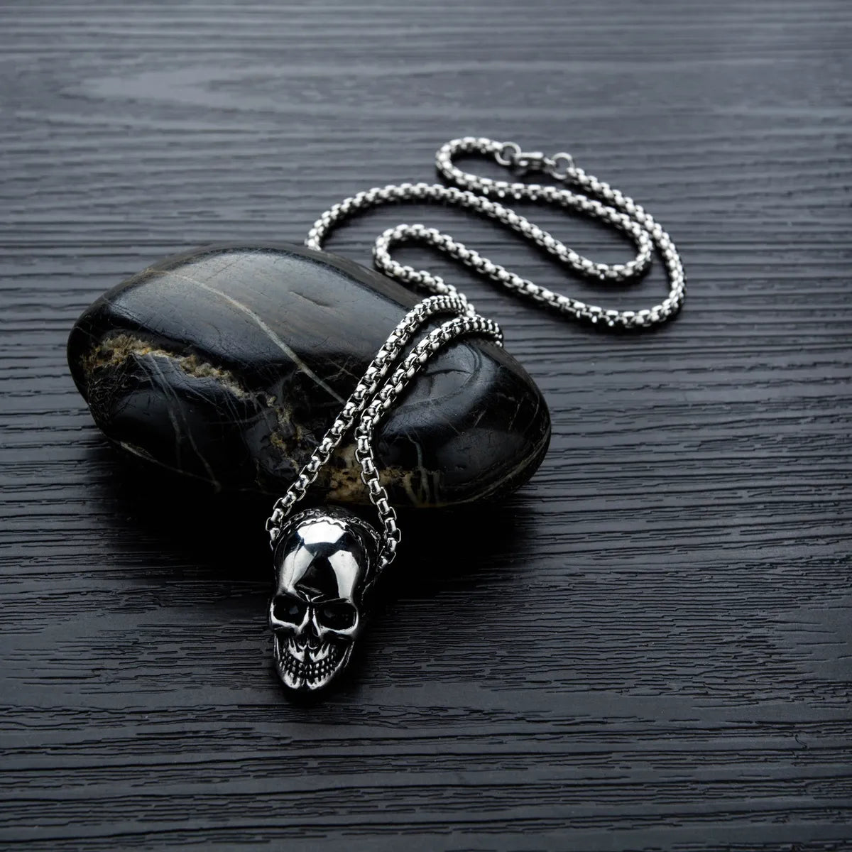 Punk Simple Titanium Steel Skull Necklace