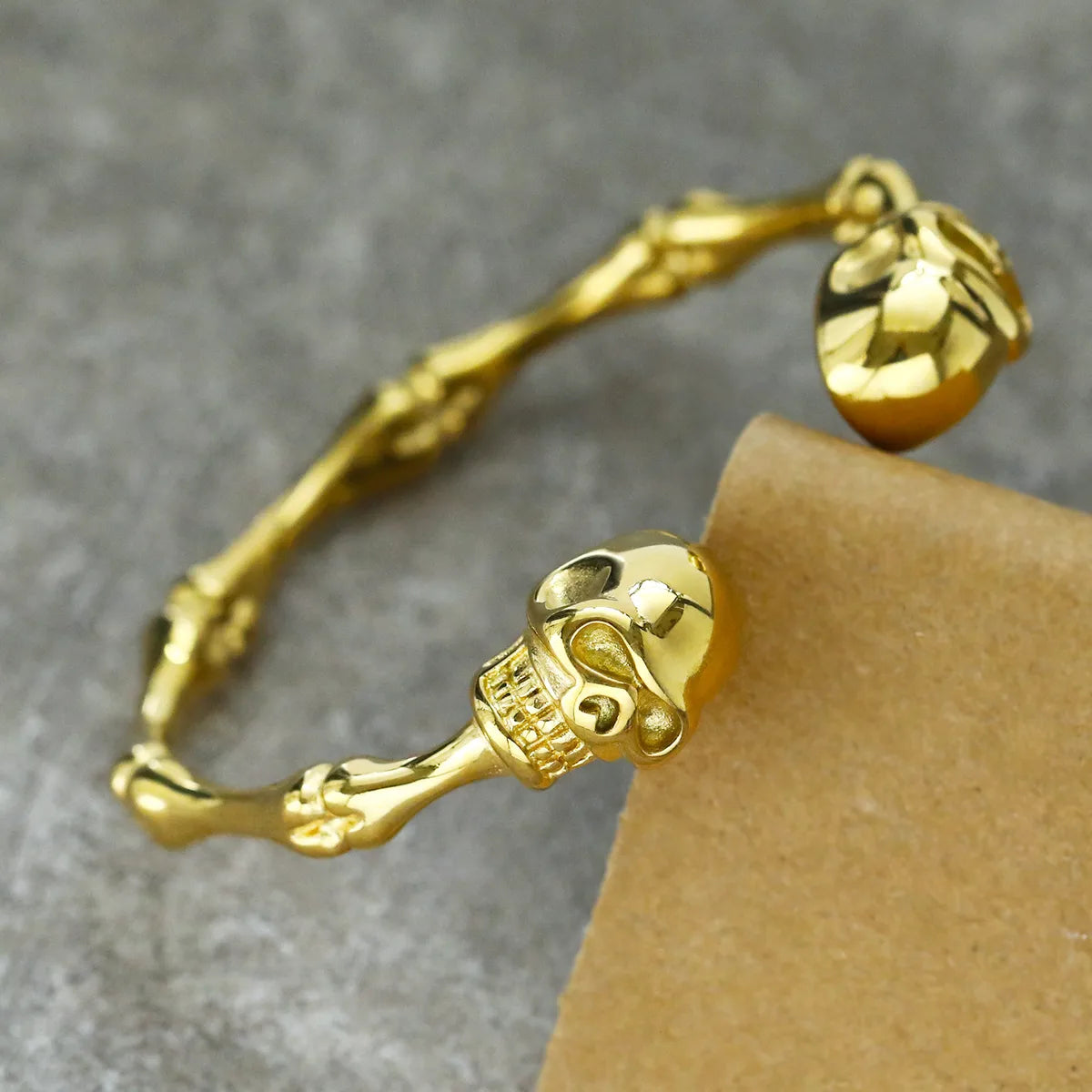 Punk Skull 304 Stainless Steel 18K Gold Plated Men'S Bangle