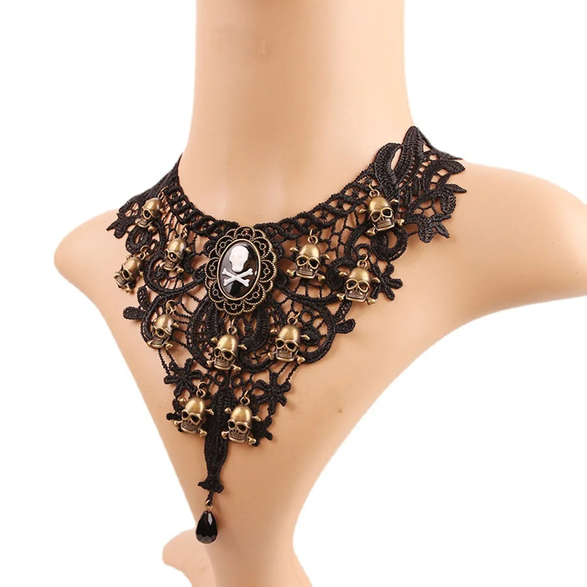 Punk Skull Alloy Lace Halloween Women's Choker