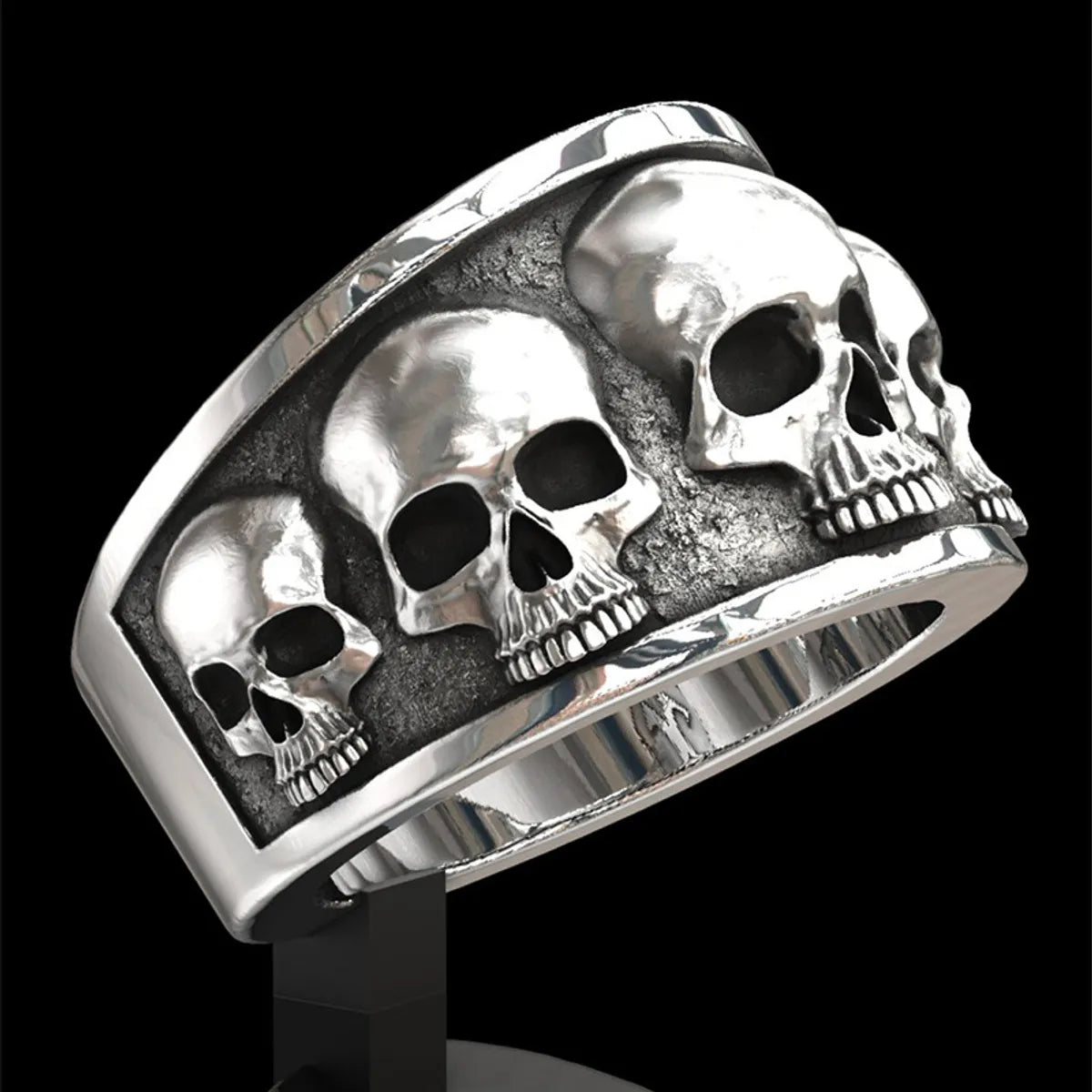 Punk Skull Ring Men'S Exaggerated Retro Alloy Jewelry