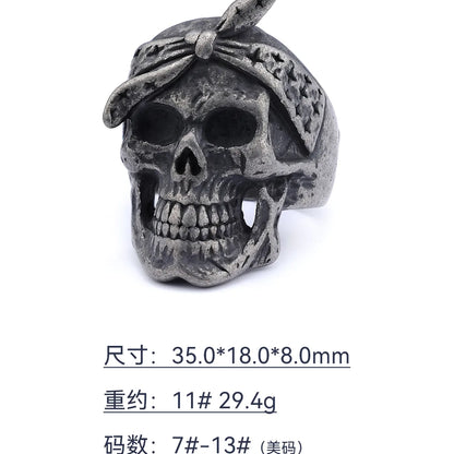 Punk Skull 304 Stainless Steel Halloween Men'S Wide Band Rings