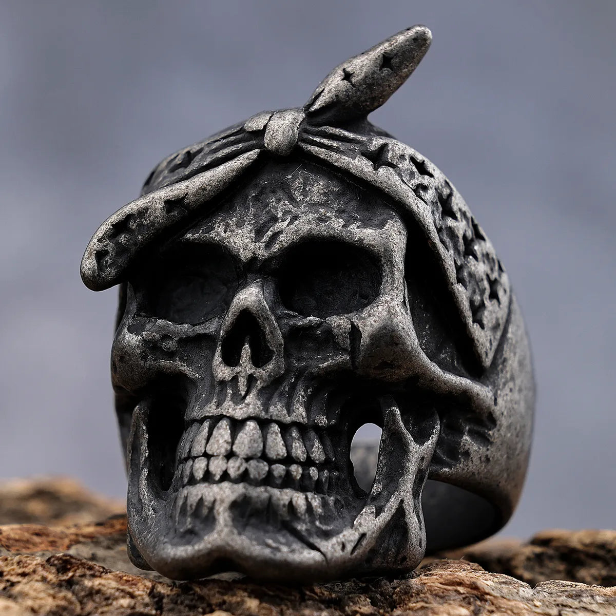 Punk Skull 304 Stainless Steel Halloween Men'S Wide Band Rings