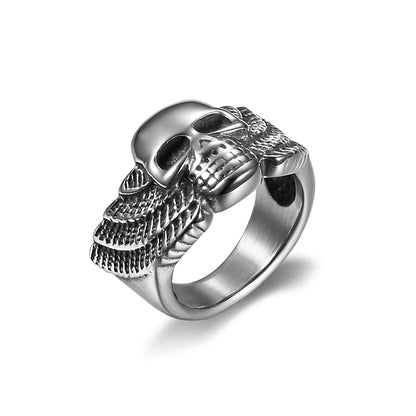 Punk Skull 304 Stainless Steel Men'S Wide Band Rings