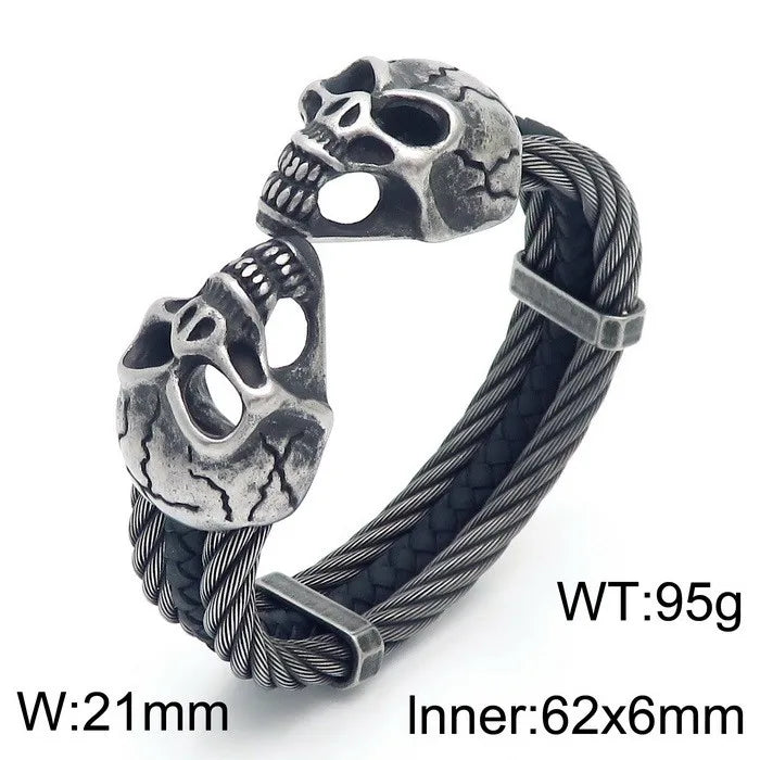 Punk Skull Stainless Steel Plating Bangle