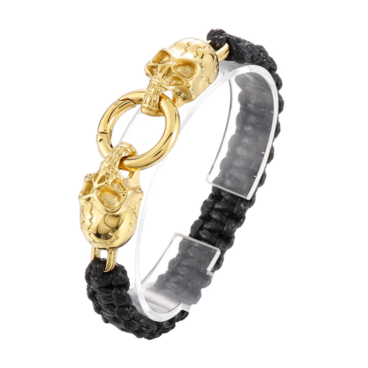 Punk Skull Stainless Steel Rope Plating 18K Gold Plated Men'S Bracelets