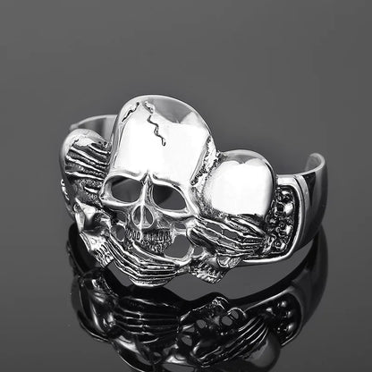 Punk Skull Titanium Steel Men'S Cuff Bracelets