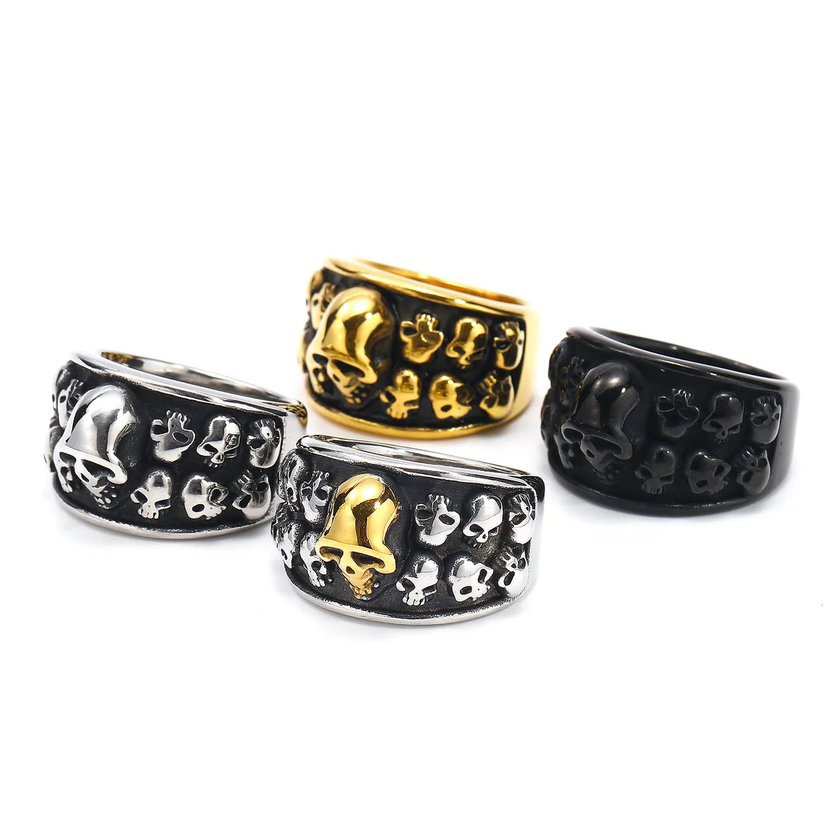 Punk Skull Titanium Steel Plating Men'S Rings