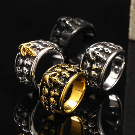 Punk Skull Titanium Steel Plating Men'S Rings