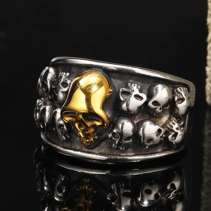 Punk Skull Titanium Steel Plating Men'S Rings