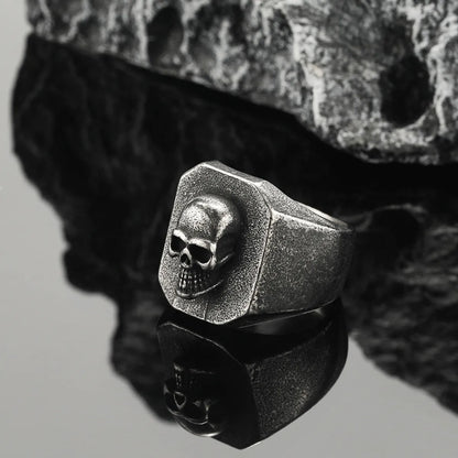 Punk Skull Titanium Steel Plating Men'S Rings