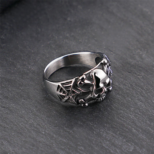 Punk Skull Titanium Steel Stoving Varnish Men'S Rings