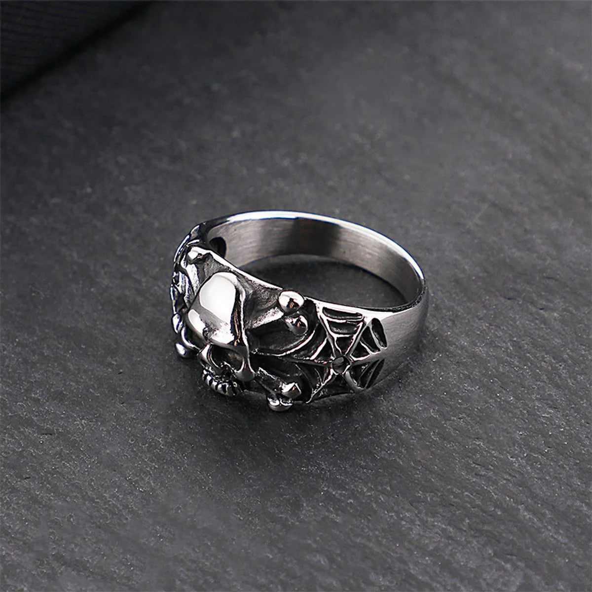 Punk Skull Titanium Steel Stoving Varnish Men'S Rings