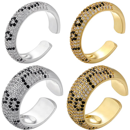 Punk Snake Pattern Leopard Copper Plating Inlay Zircon 18k Gold Plated Open Rings