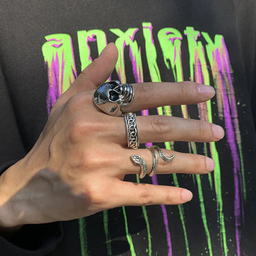 Punk Snake Skull Alloy Plating Rings 3 Piece Set