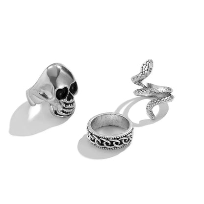 Punk Snake Skull Alloy Plating Rings 3 Piece Set