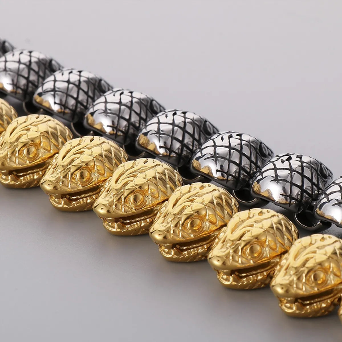 Punk Snake Stainless Steel 18K Gold Plated Men's Bracelets