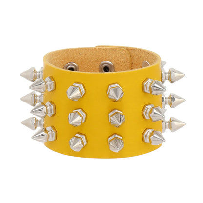 Punk Solid Color Pu Leather Men'S Bangle