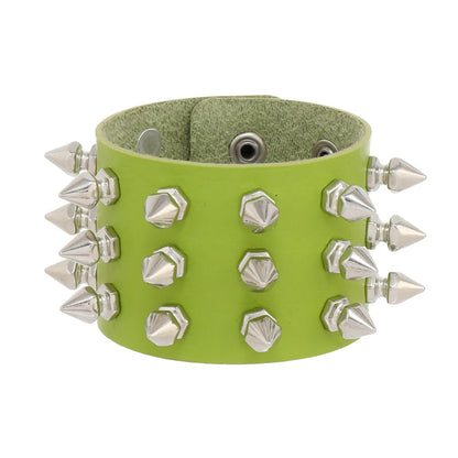 Punk Solid Color Pu Leather Men'S Bangle