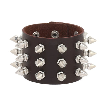 Punk Solid Color Pu Leather Men'S Bangle