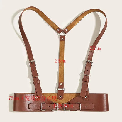 Punk Solid Color Pu Leather Metal Button Belt