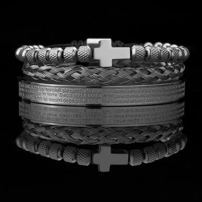 Punk Solid Color Stainless Steel Inlay Zircon Bracelets 1 Piece