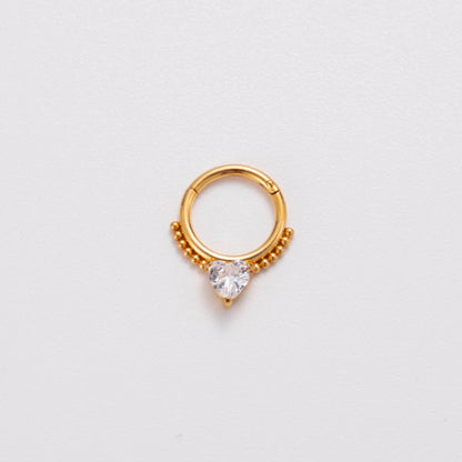 Punk Solid Color Stainless Steel Plating Inlay Zircon 18k Gold Plated Nose Ring