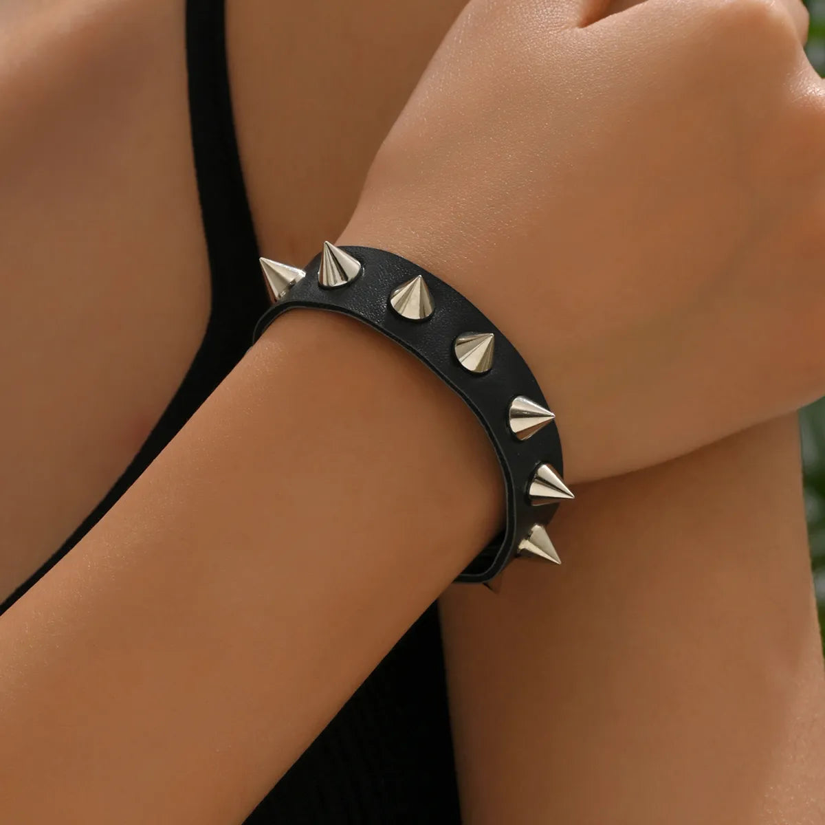 Punk Solid Color Suede Metal Women'S Bracelets