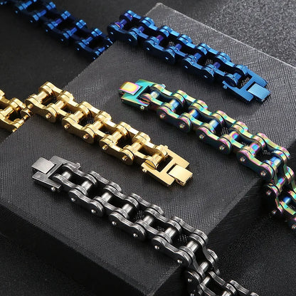 Punk Solid Color Titanium Steel Chain 18K Gold Plated Men'S Bracelets