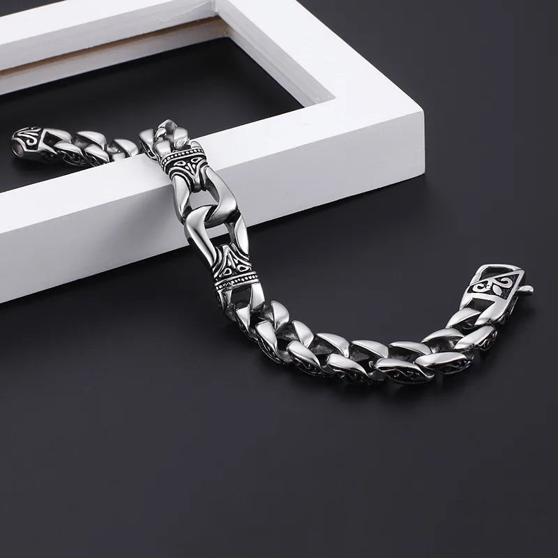 Punk Solid Color Titanium Steel Enamel Chain Men'S Bracelets