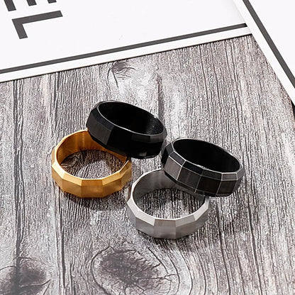 Punk Solid Color Titanium Steel 18K Gold Plated Men'S Rings