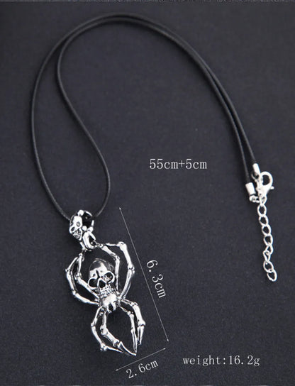 Punk Spider Skull Alloy Wax Rope Plating Men'S Pendant Necklace